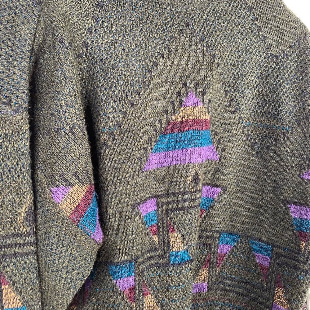 Vtg Jantzen Sweater Men's Multicolor Sz L Oversized Preppy Grunge Pullover - Picture 9 of 11